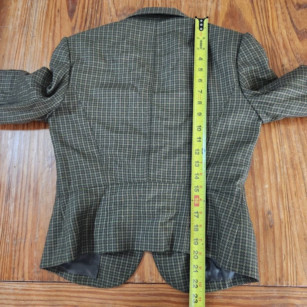 Michael Kors Made in Italy Green Houndstooth Virgin Wool Blazer Jacket Size‎ 10